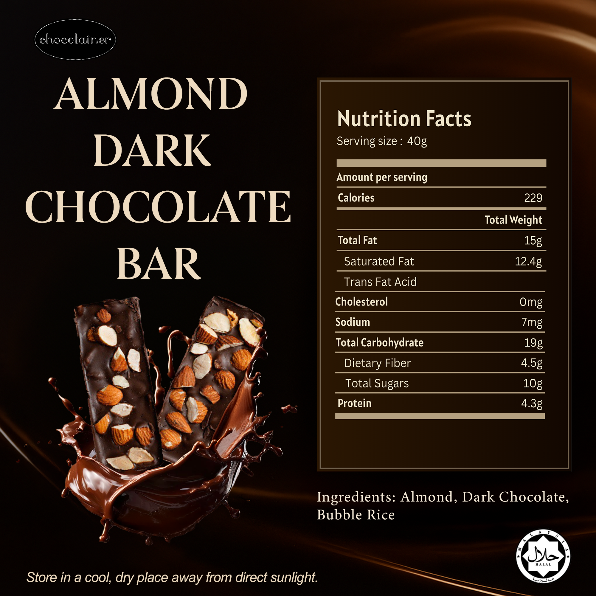 Almond Dark Chocolate Bar